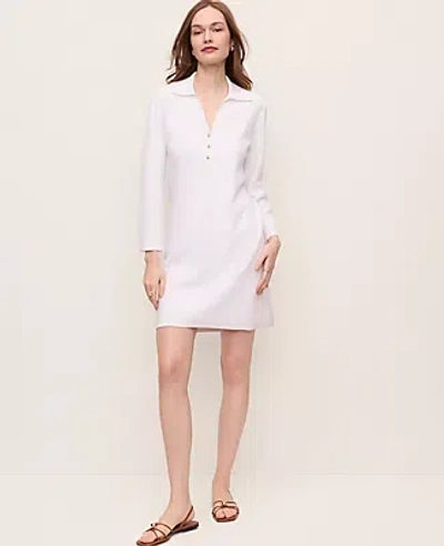 Ann Taylor Petite Collared Shift Dress In White