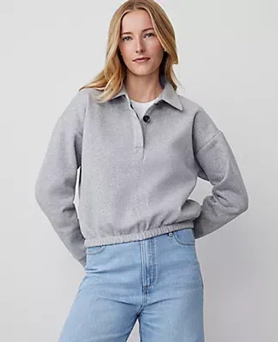 Ann Taylor Petite Collared Sweatshirt In Grey Cloud Heather
