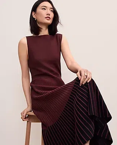 Ann Taylor Petite Colorblock Midi Sweater Dress In Brown