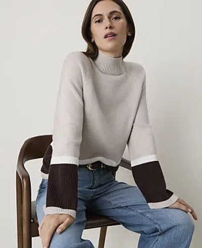 Ann Taylor Petite Colorblock Turtleneck Sweater In Neutral Multi