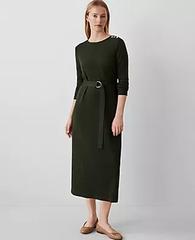 Ann Taylor Petite Column Midi Dress In Hunters Green