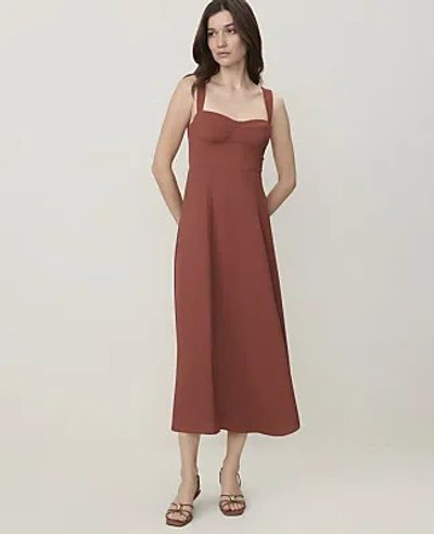 Ann Taylor Petite Corset Midi Dress In Amber Noir