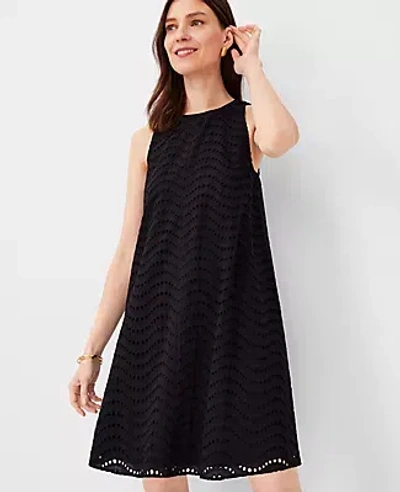 Ann Taylor Petite Cotton Eyelet Halter Dress In Black