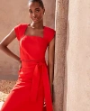Ann Taylor Petite Cotton Linen Smocked Top In Fiery Red