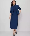 Ann Taylor Petite Crepe Column Midi Skirt In Gray