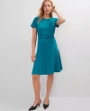 Ann Taylor Petite Crew Neck Belted Flare Dress