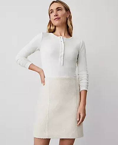 Ann Taylor Petite Crew Neck Henley In Winter White