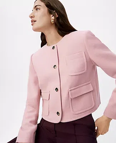 Ann Taylor Petite Crew Neck Jacket In Pink