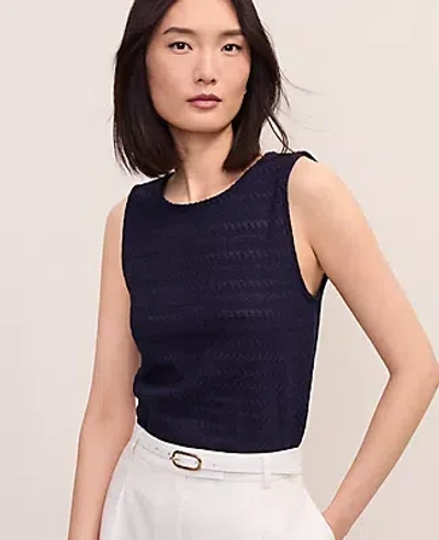 Ann Taylor Petite Crew Neck Shell Top In Black