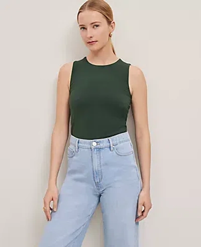 Ann Taylor Petite Crew Neck Shell Top In Green