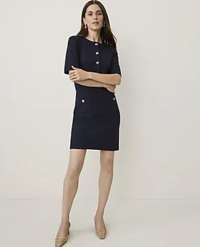Ann Taylor Petite Crew Neck Shift Dress In Night Sky