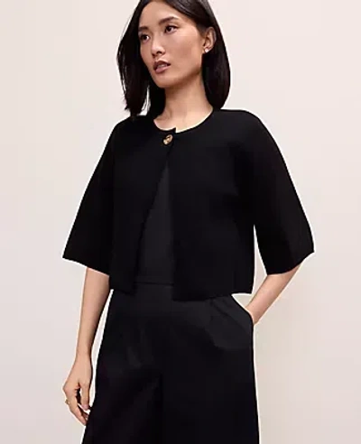 Ann Taylor Petite Crew Neck Sweater Cape In Black