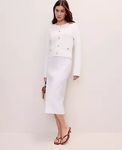 Ann Taylor Petite Crew Neck Sweater Jacket In White