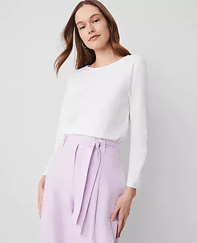 Ann Taylor Petite Crew Neck Top In White
