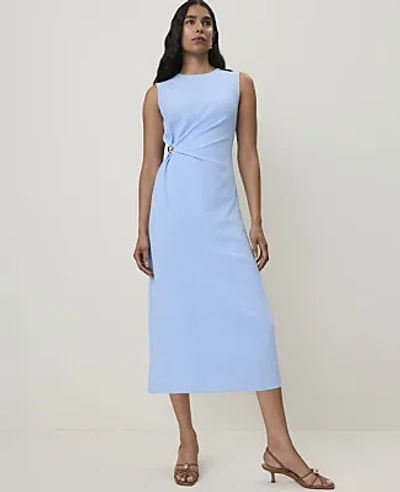 Ann Taylor Petite Crew Neck Twist Sheath Dress In Cheerful Blue