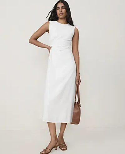 Ann Taylor Petite Crew Neck Twist Sheath Dress In Winter White