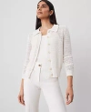 Ann Taylor Petite Crochet-collar Cardigan In Winter White
