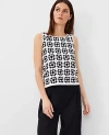 Ann Taylor Petite Crochet Sweater Shell Top In White-black