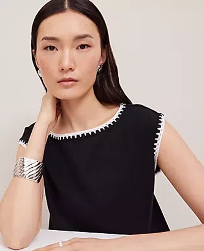 Ann Taylor Petite Crochet Trim Sleeveless Top