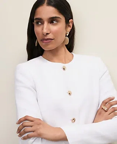 Ann Taylor Petite Cropped Crew Neck Jacket In White