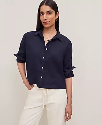 Ann Taylor Petite Cropped Linen Shirt