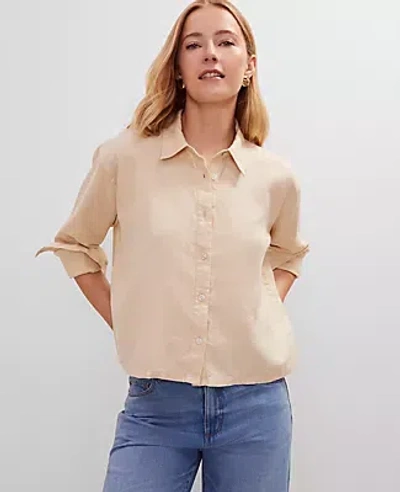 Ann Taylor Petite Cropped Linen Shirt