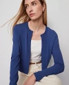Ann Taylor Petite Cropped Open Cardigan In Blue