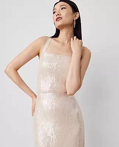 Ann Taylor Petite Cropped Sequin Tank Top In Neutral