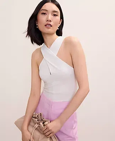 Ann Taylor Petite Crossover Halter Top In White