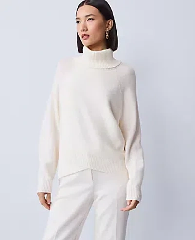 Ann Taylor Petite Crossover Turtleneck Sweater In White