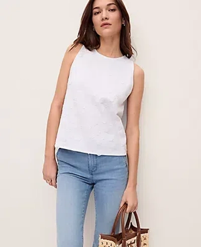 Ann Taylor Petite Daisy Appliqué Tank Top In White