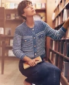 Ann Taylor Petite Denim Striped Sweater Jacket In Blue Multi