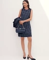 Ann Taylor Petite Denim Trim Tweed Shift Dress In Black