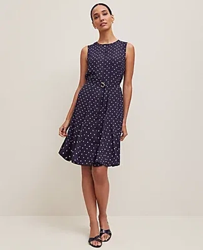 Ann Taylor Petite Dotted Belted Flare Dress