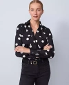 Ann Taylor Petite Dotted Camp Shirt In Black