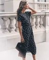 Ann Taylor Petite Dotted Crepe Column Midi Dress In Black