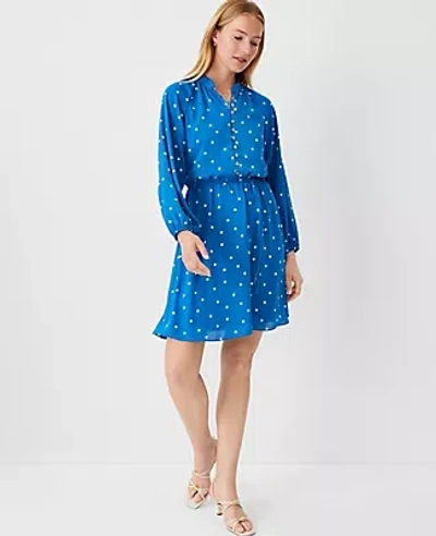 Ann Taylor Petite Dotted Flare Dress In Santorini