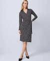 Ann Taylor Petite Dotted Knit Wrap Dress In Black