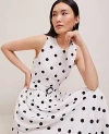 Ann Taylor Petite Dotted Linen-blend Midi Dress