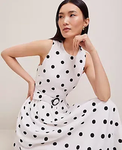 Ann Taylor Petite Dotted Linen-blend Midi Dress