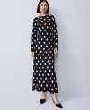 Ann Taylor Petite Dotted Satin Sheath Dress In Black