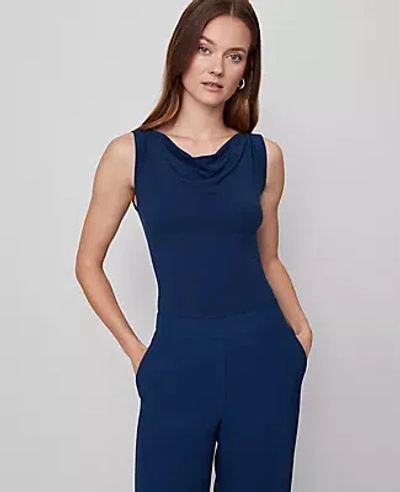 Ann Taylor Petite Draped Cowl Neck Top In Gray