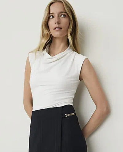 Ann Taylor Petite Draped Cowl Neck Top In Winter White