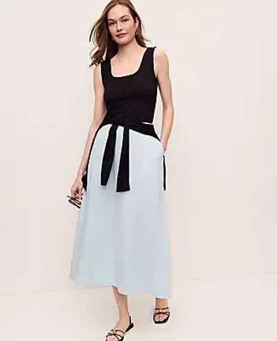 Ann Taylor Petite Drawstring Full Midi Skirt In Black