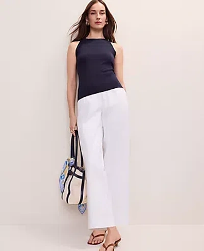 Ann Taylor Petite Easy Fit Pleated Ankle Pant In White