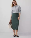 Ann Taylor Petite Effortless Midi Wrap Skirt In Dried Cilantro