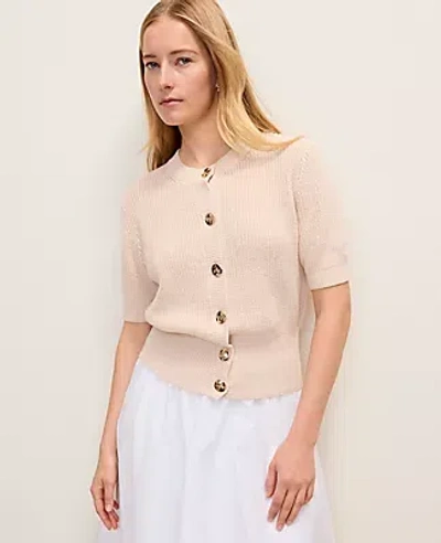 Ann Taylor Petite Elbow Sleeve Cardigan In Pink