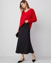 Shop Ann Taylor Petite Embellished Bias Midi Slip Skirt In Black