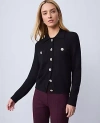 Ann Taylor Petite Embellished Collared Cardigan In Black