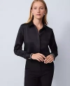 Ann Taylor Petite Embellished Cuff Essential Shirt In Black